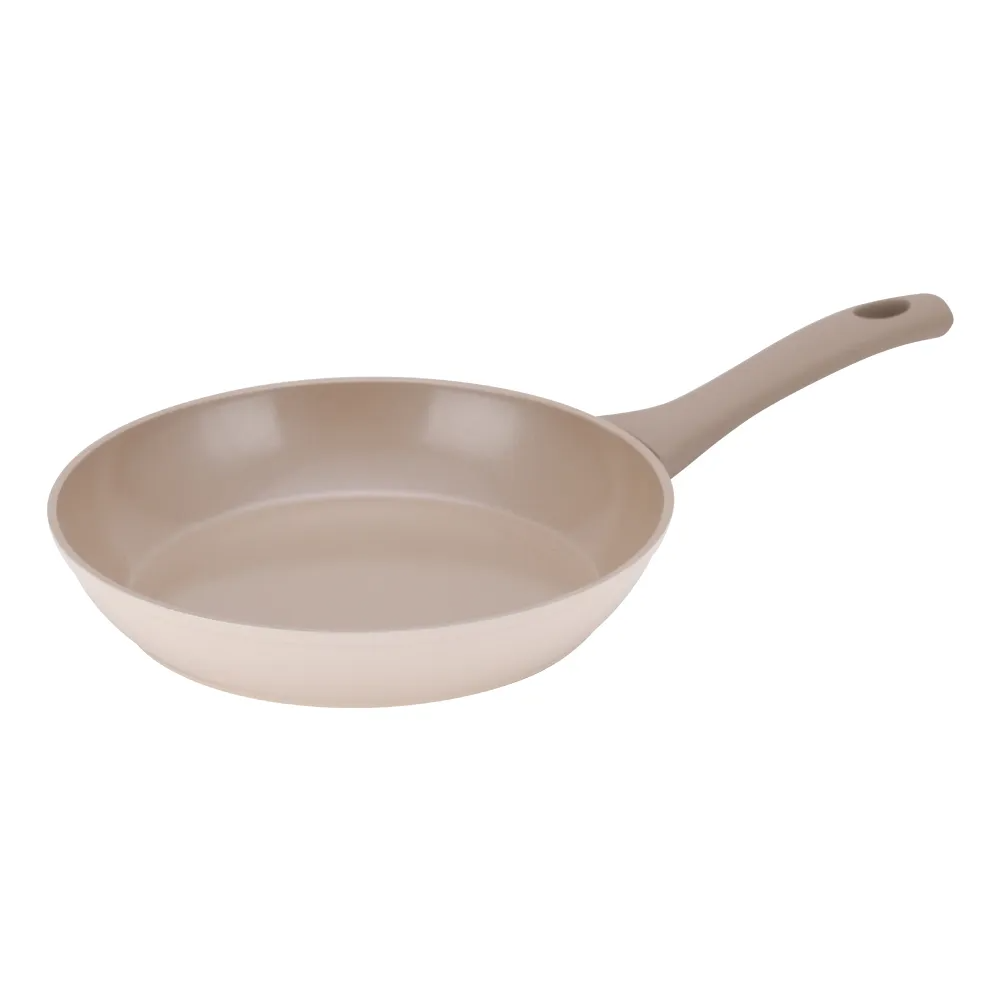 Luna Fry Pan by Amercook. Coated with forged aluminum with ceramic non-stick interior and lacquer heat resistant exterior with bottom dots induction bakelite handles - 24CM