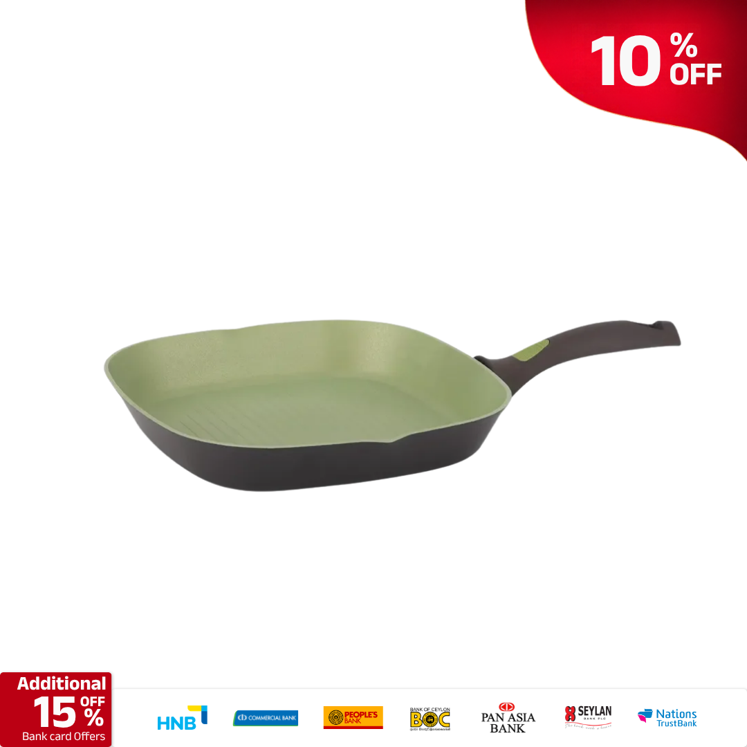 Amercook Avocado Aluminum Cookware Non-Stick Grill Pan