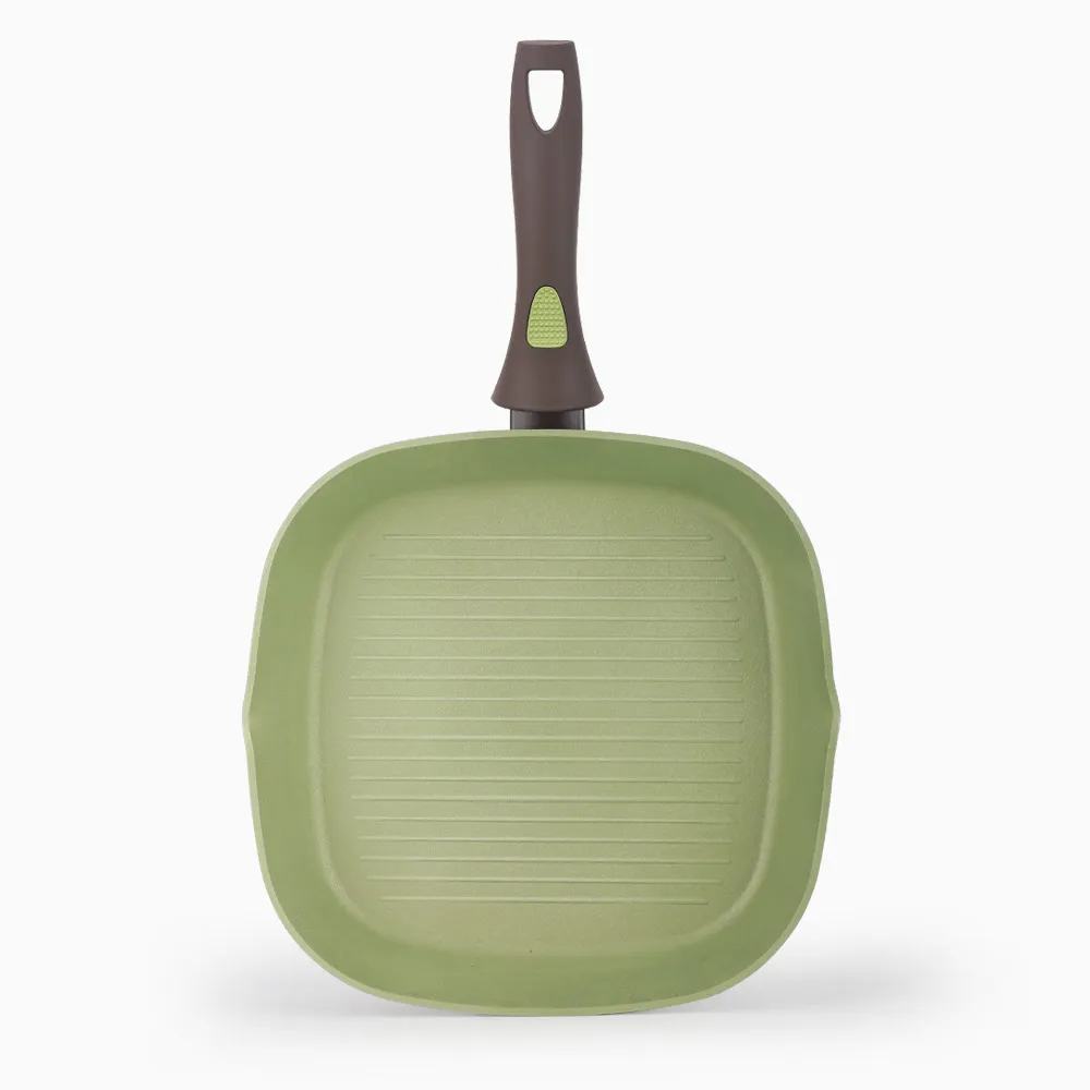 Amercook Avocado Aluminum Cookware Non-Stick Grill Pan