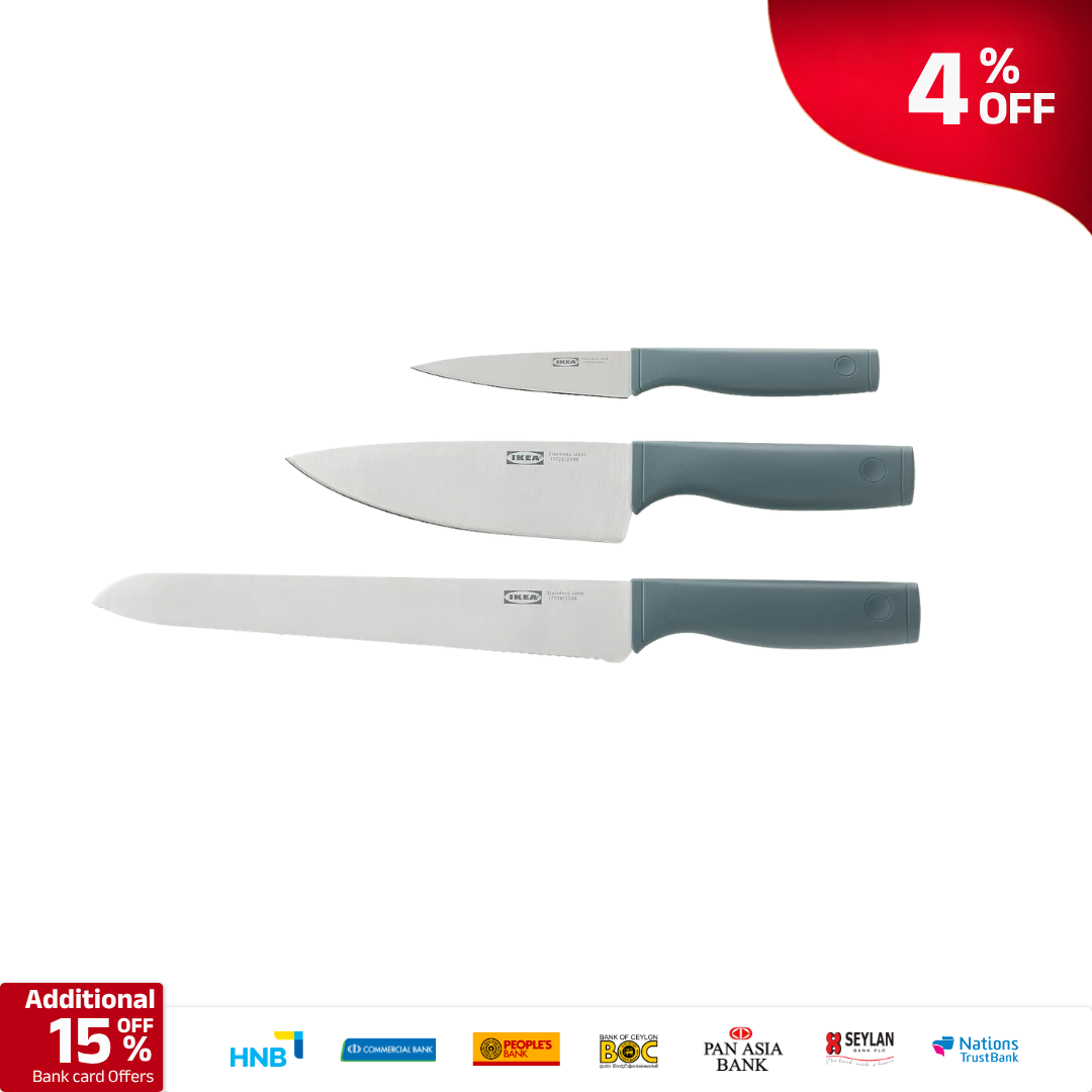 IKEA TIGERBARB Knife Set 3pc Stainless Steel