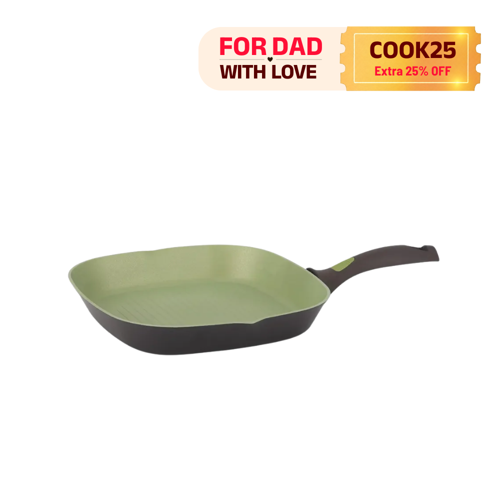 Amercook Avocado Aluminum Cookware Non-Stick Grill Pan