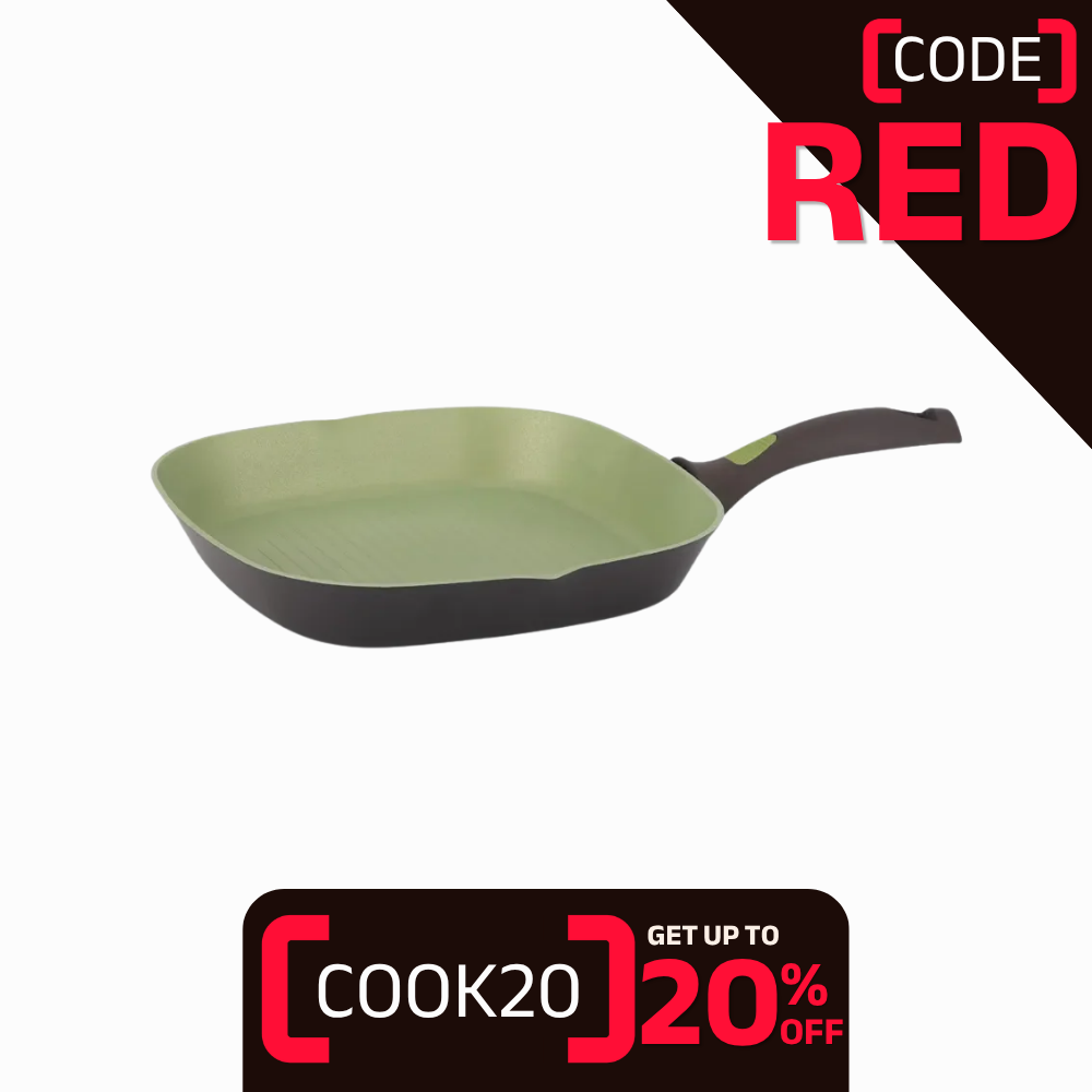 Amercook Avocado Aluminum Cookware Non-Stick Grill Pan