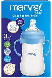 GLASS FEEDING BOTTLE 240ML - WITH HANDLE 51494