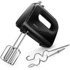 Hand blender mixer in a white  background with its all the parts