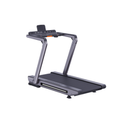 Electric home treadmill with handrails, display console and tablet holder
