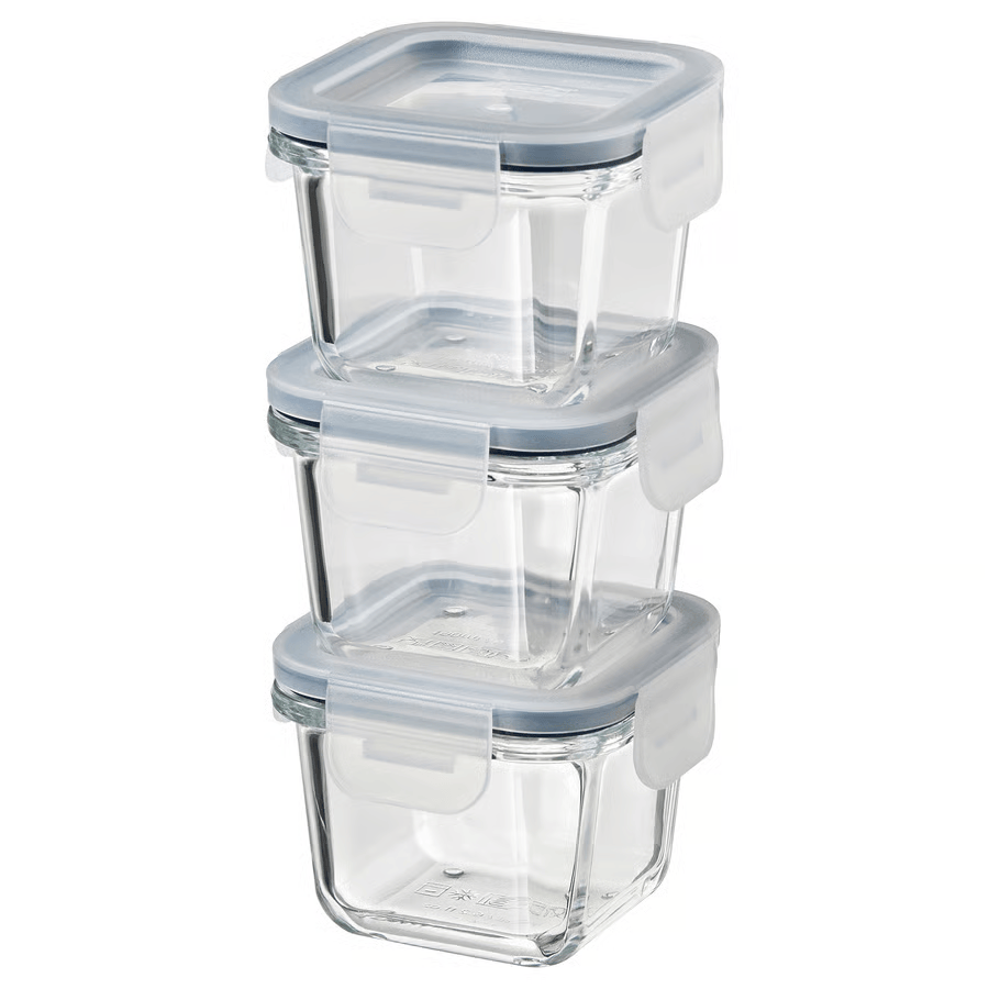 Set of food containers in one image in a white background