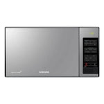 Zoomed image on front of the microwave spotting its classy look