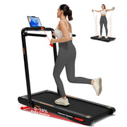Vibration treadmill with 0–10% auto incline and resistance bands