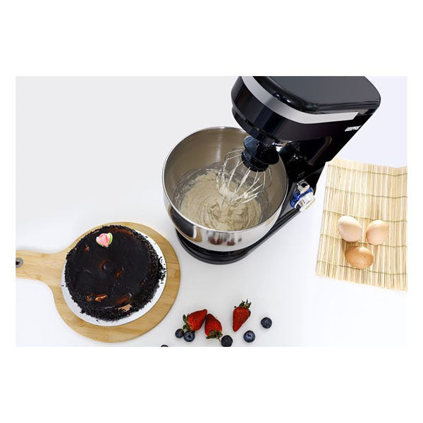 Camera shot in uper angle and show how the pot and mixing grinder looks 