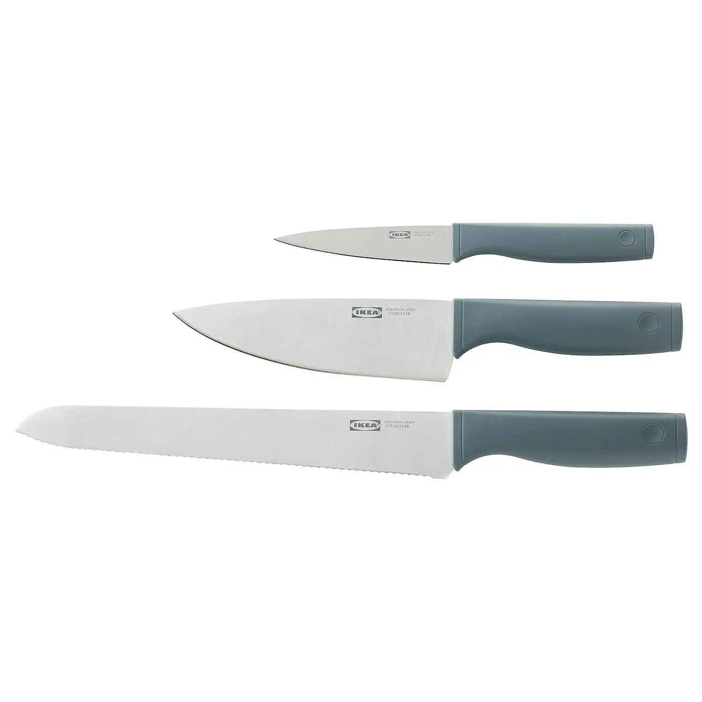 kitchen knife set in white background
