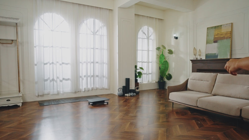 Compact Innodigym exercise platform for home fitness training video